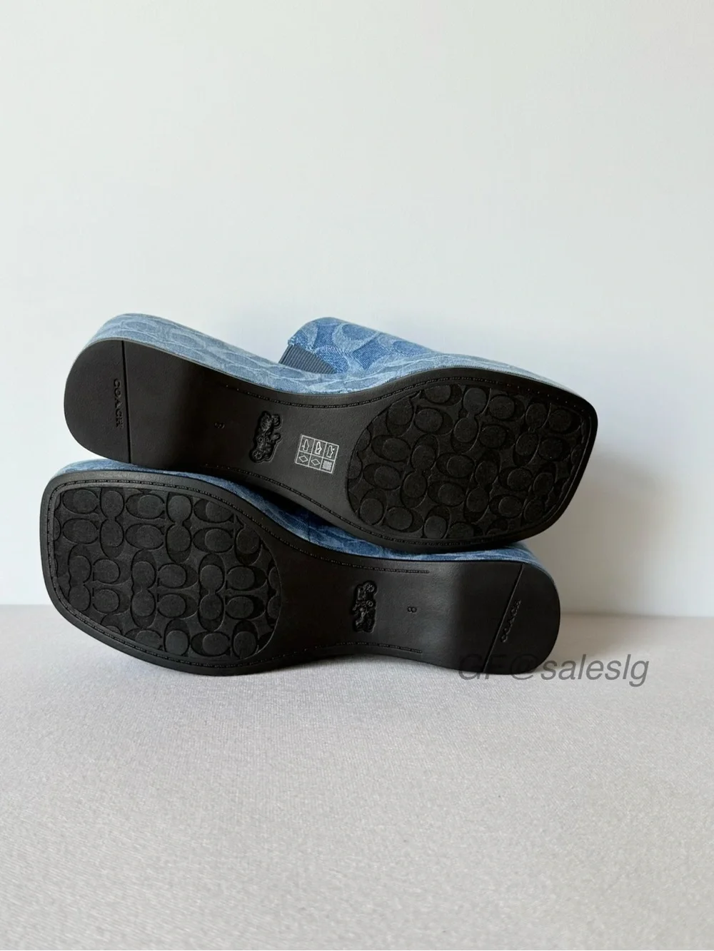 NWT Coach Phoebe Platform Sandal In Signature Denim Blue CDF69 Size 8B US